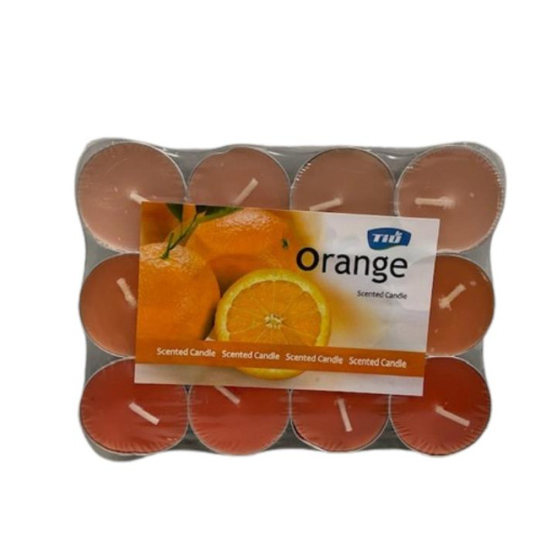 518869 ORANGE 12PK TEA CANDLE