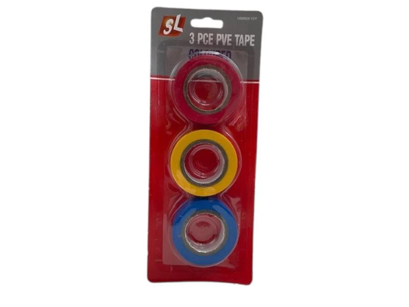 150769 3PK PVC TAPE COLOURED